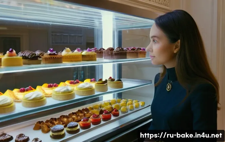 맛과 품질을 비교한 제과 - **Prompt:** A cozy, brightly lit European-style pastry shop. A display case showcasing a variety of ...