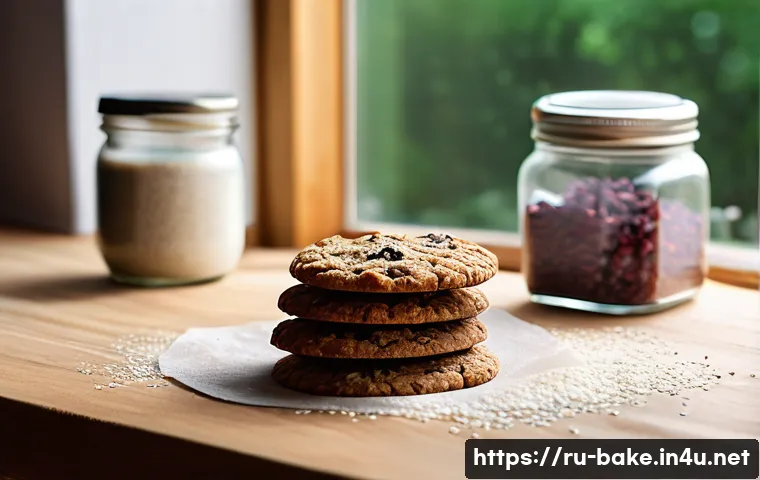 저칼로리 쿠키 제품 - A cozy kitchen scene featuring a wooden table with freshly baked low-calorie cookies made from whole...