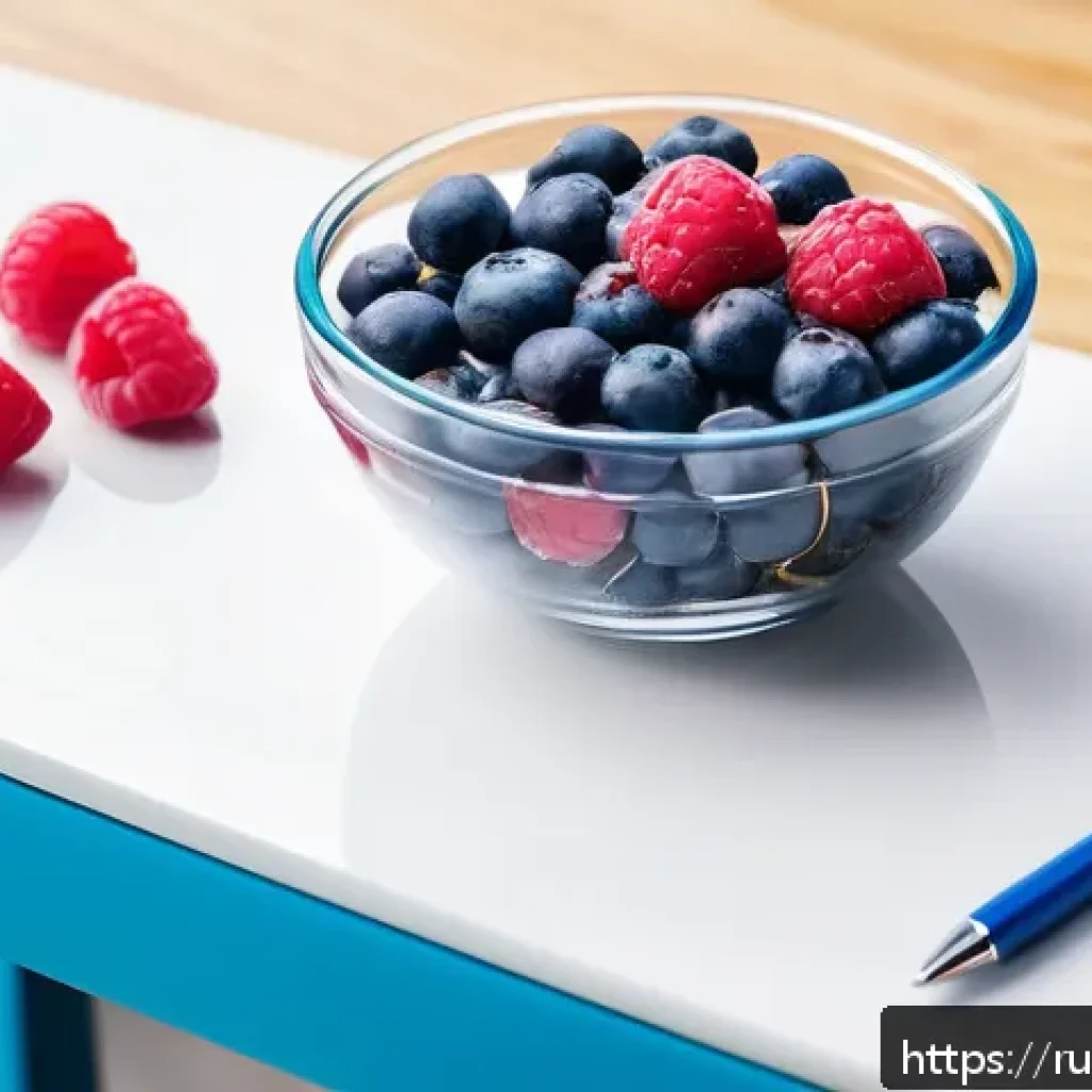 에너지 보충 간식 - A vibrant, detailed still life of a healthy office snack setup on a modern desk in a bright workspac...